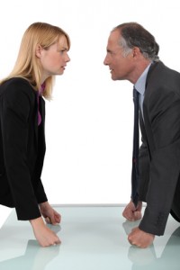 businessman and businesswoman having a quarrel
